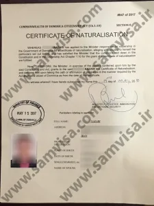 اقامت سریع دومینیکا 20 نمونه برگه شهروندی دومینیکا
